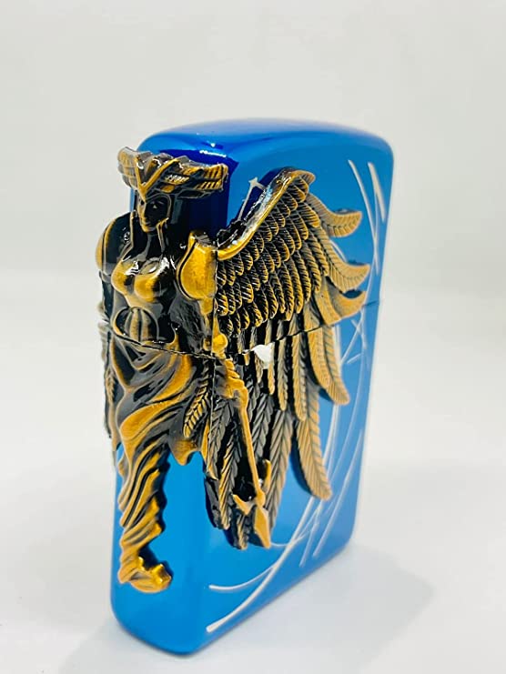 WBD Cigarette Windproof Pocket Lighter ( Blue Glossy ) Angel Design