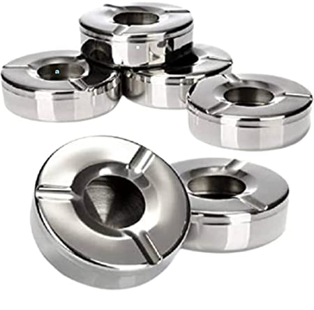 anne - kee Set of 6 Lid ash tray Steel ashtray for Hotels Bar Restaurant office cigarettes